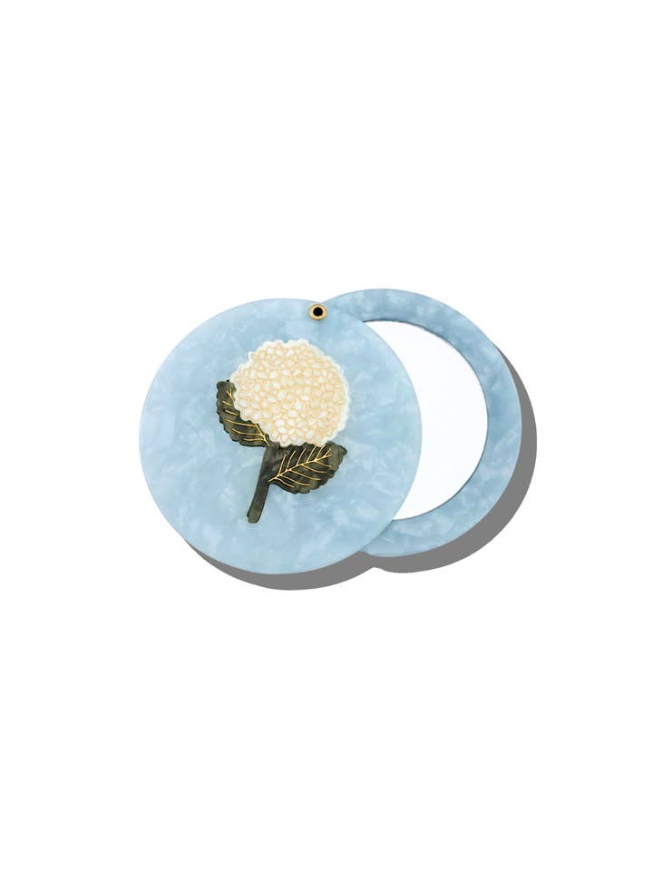 Hand-painted Hydrangea Compact Mirror | Eco-Friendly for wholesale by Solar Eclipse