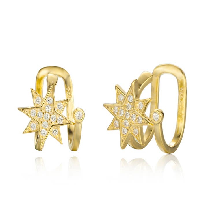 Orecchini lunghi a cerchio/a stella - argento per la vendita all'ingrosso da parte di Buganto