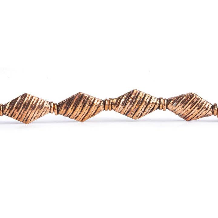 14mm Copper Bicone Beads 8.5 inch 18 pieces for wholesale by The Bead Traders