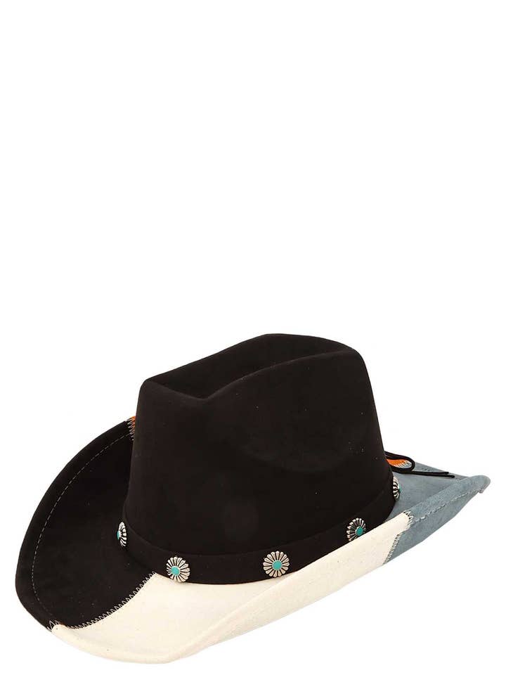 Cowboyhut aus Veloursleder in vier Farben und Blumen für den Großhandel von Shop Neighbors