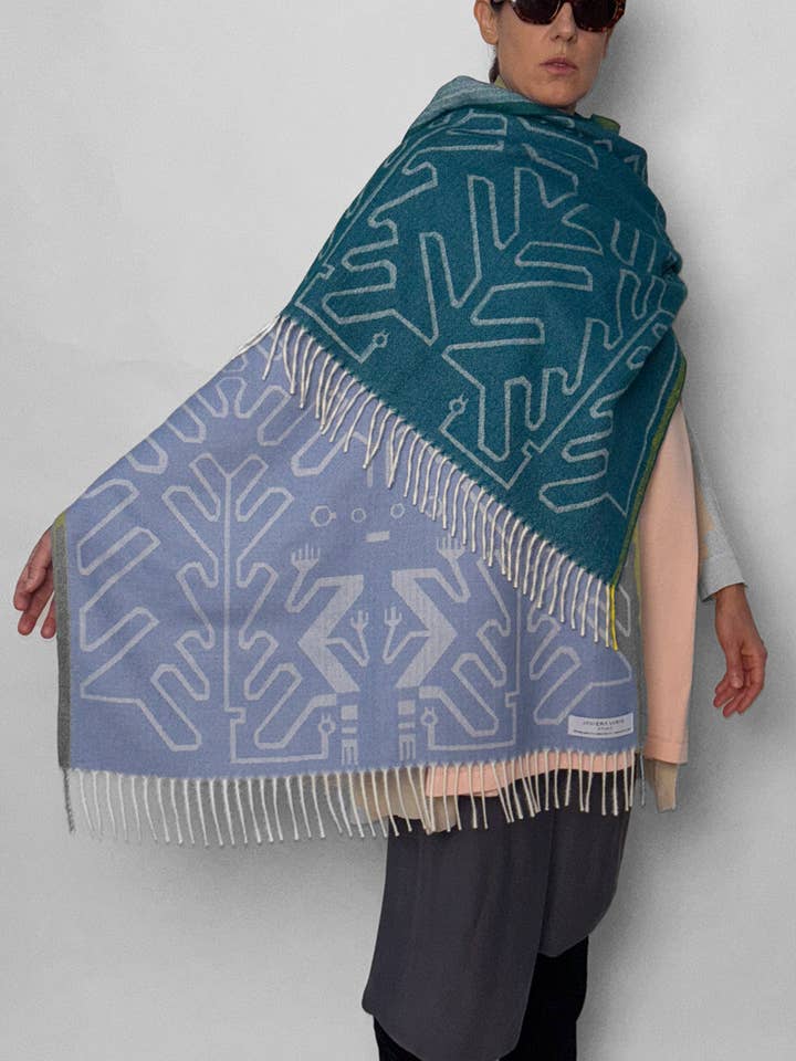 SHAWL - Baby Alpaca DUO BLUE for wholesale by Javiera Varas KIDS