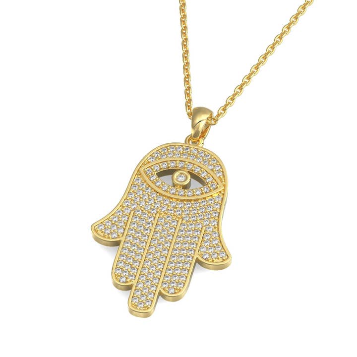 Pendente Chamsa Olho Mau com Diamantes por atacado de Zahav Fine Jewelry