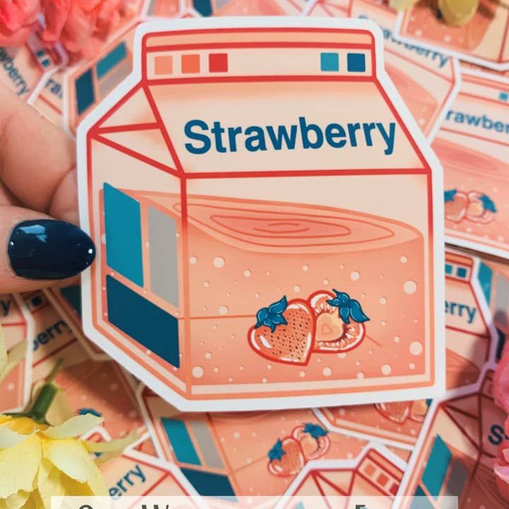 Emily Rose Creates – Engroshandel Klistermærke – Jordbærmælk - Die Cut Sticker