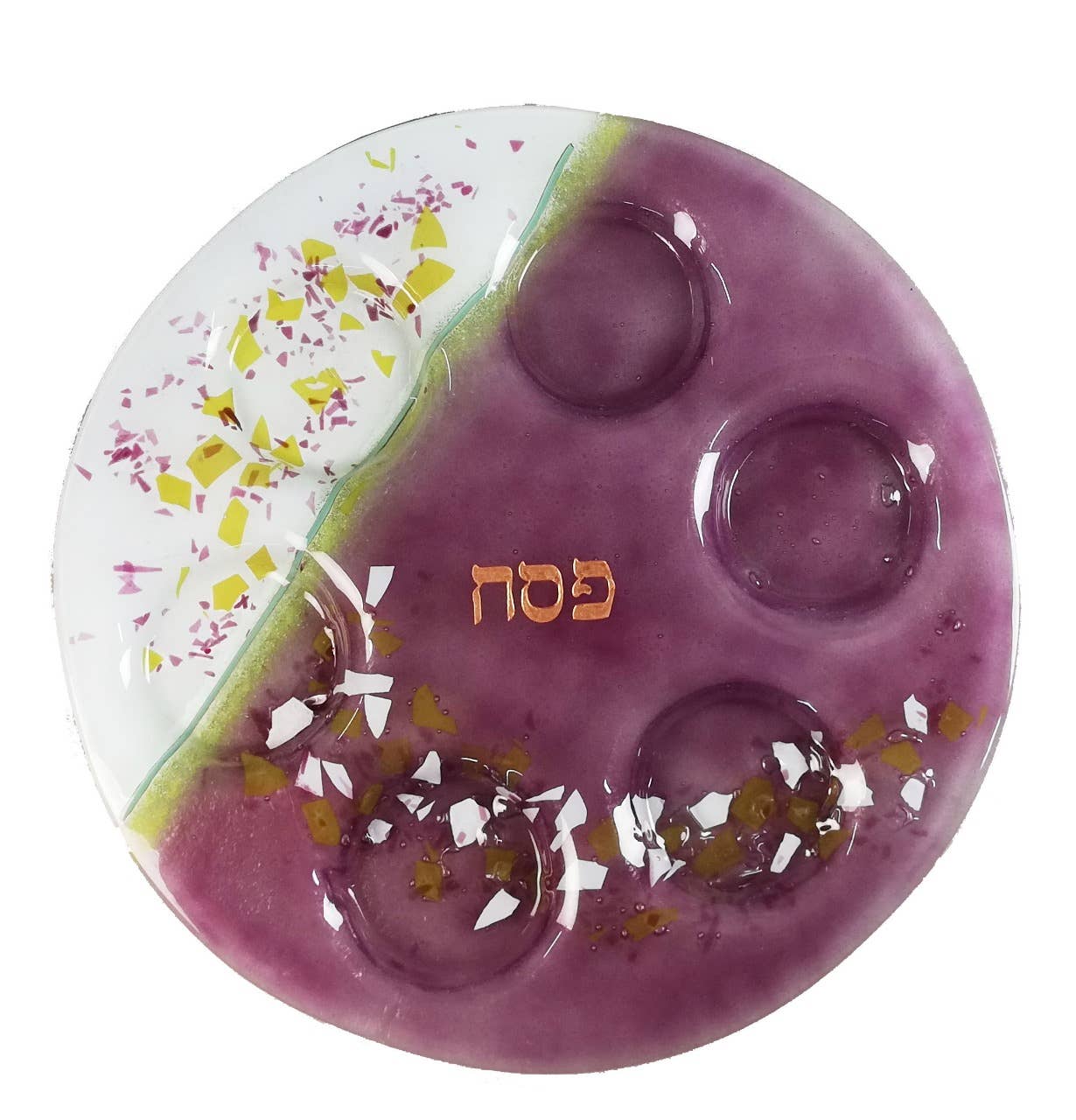 Calypso Chile - Wholesale Decorative Plate/Dish/Bowl - Seder Plate - Handmade Fused Glass - Judaica-Confetti Colors1