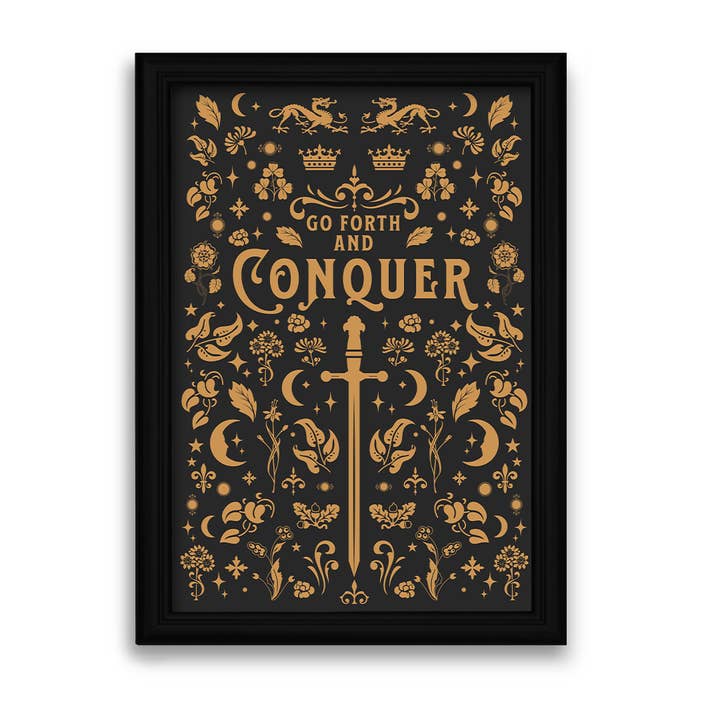 Go Forth and Conquer Typography Poster Print for wholesale by Little Forest Cat