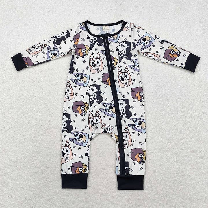 Aier Wholesale - Wholesale Sleepsuit - Baby - Baby Infant Boys Halloween Dogs Zip Bamboo Rompers