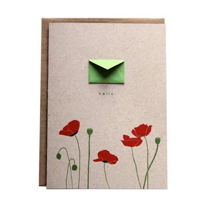 Lemon Drop Papers, Inc. - Wholesale Everyday Greeting Card - Hello Poppies Tiny Envelopes Card