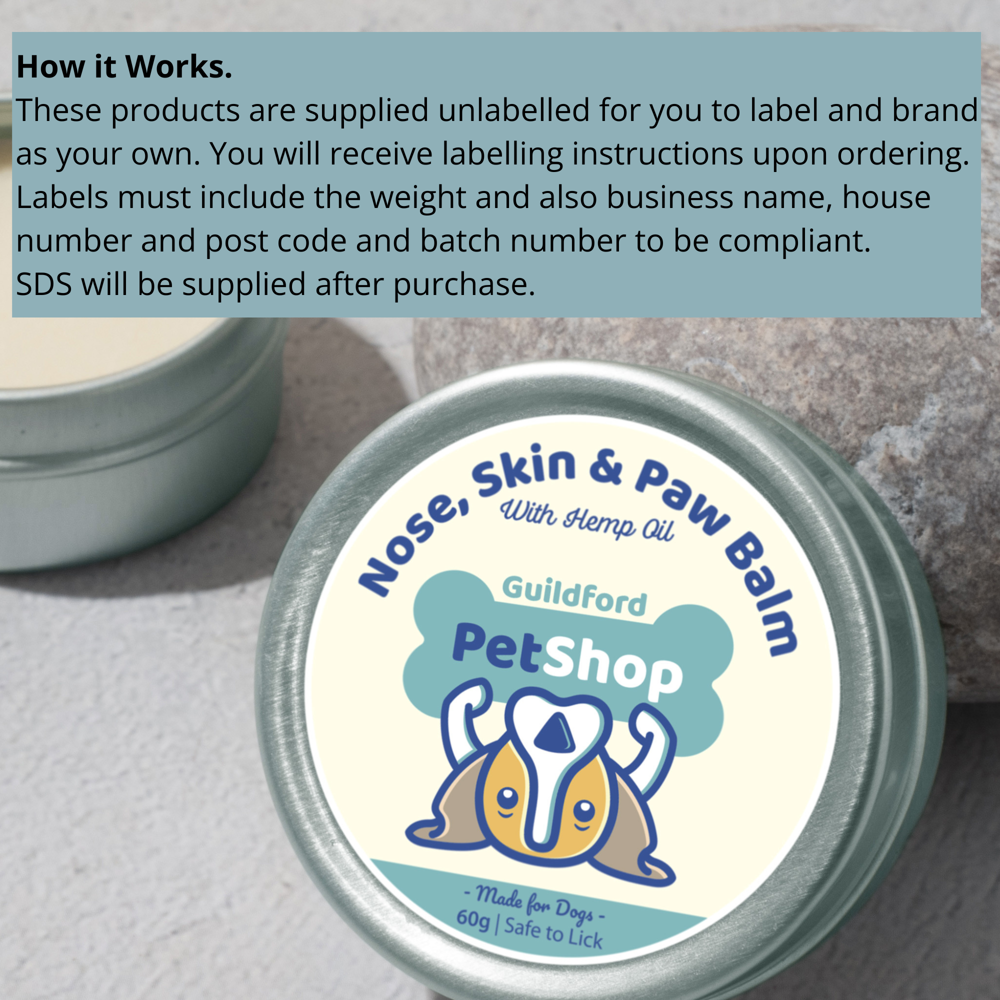 The Dog and I – wholesale Pet balm – Dog – Unlabelled Scented Nose & Paw Balm For Dogs. DIY  labels. UK2