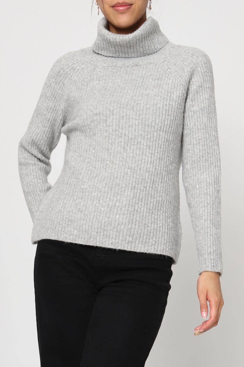 DIX-ONZE - Vente Pull en maille – femme - Pull Maille Côtelée – Col Roulé & Manches Longues4