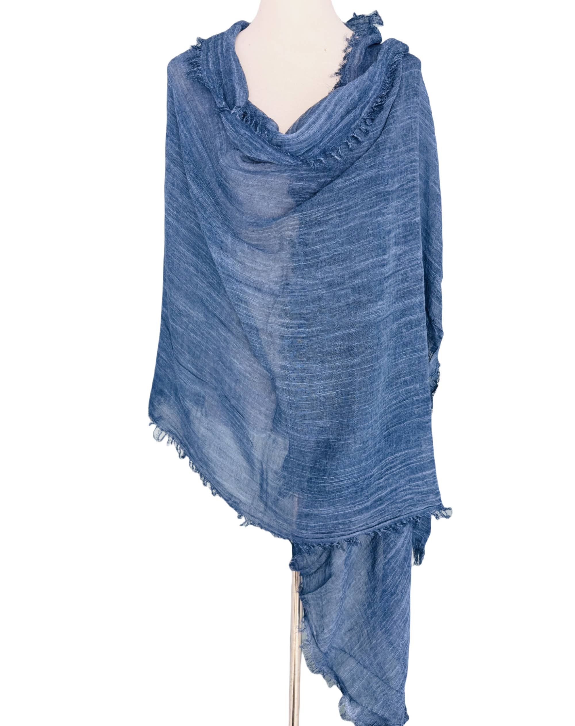 JC Sunny Fashion - Vente Écharpe – femme - Écharpe surdimensionnée en couleur unie délavée à la pierre avec bords bruts JC0210375