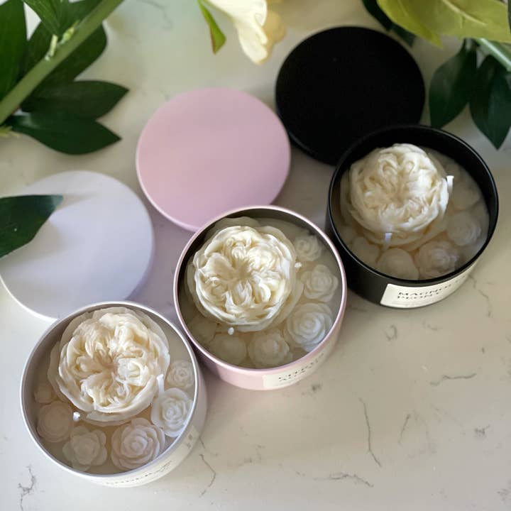 Akivodu Candles - Venta al por mayor Velas de diseño llamativo - Vela de Flor de Peonía 8 oz - Varios Aromas0
