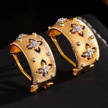 Luxurious Sparkling Cross Flower Hoop Earrings for wholesale by LanLivia