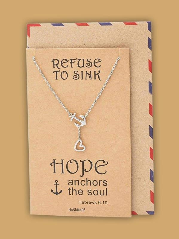 Collier Ancre Lariat Cœur Espoir, Bijoux Chrétiens, Sympat pour la vente par Quan Jewelry