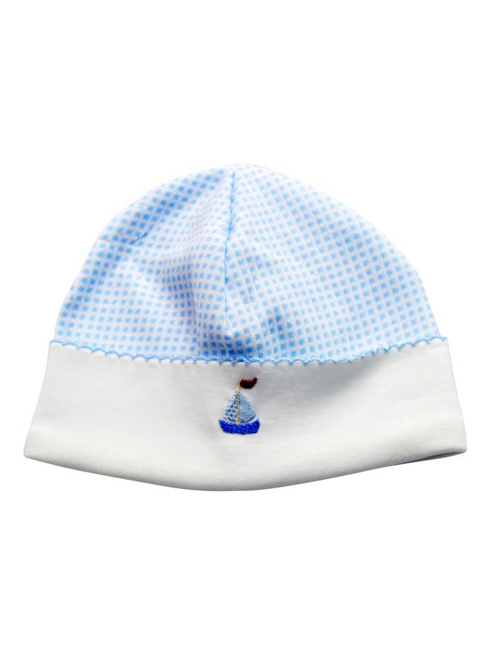 Chapéu Baby Boy Blue Check Pima Algodão por atacado de Baby Threads