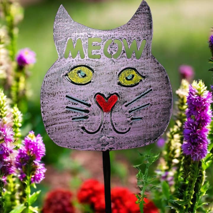 Cat Plant stake Pet memorial garden décor lawn stake recycle for wholesale by Whimsies