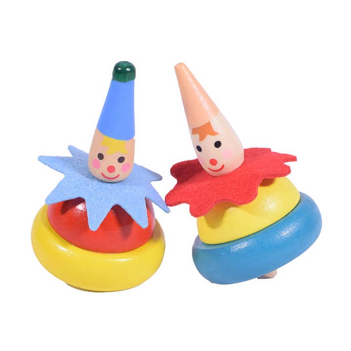 Holz-Kreisel mit Clown-Motiv für den Großhandel von giftland