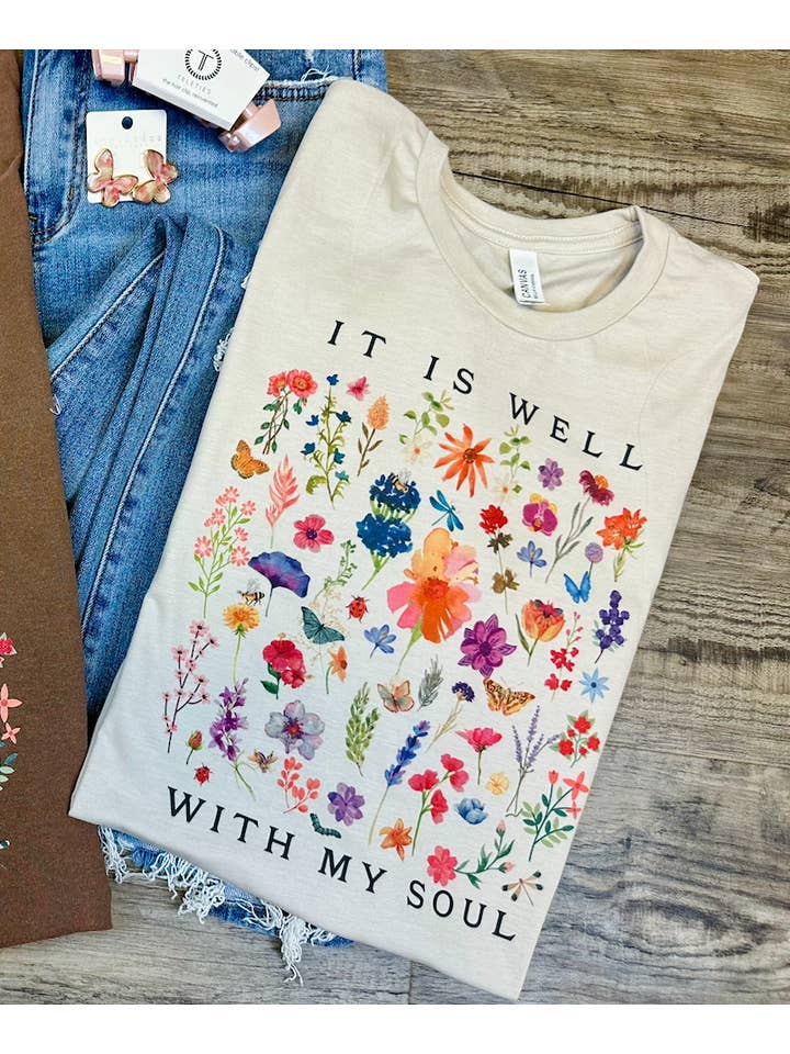 Jolene's Boutique - Wholesale Screen Printed T-Shirt - Women's - It Is Well With My Soul Easter Tshirt or Crewneck