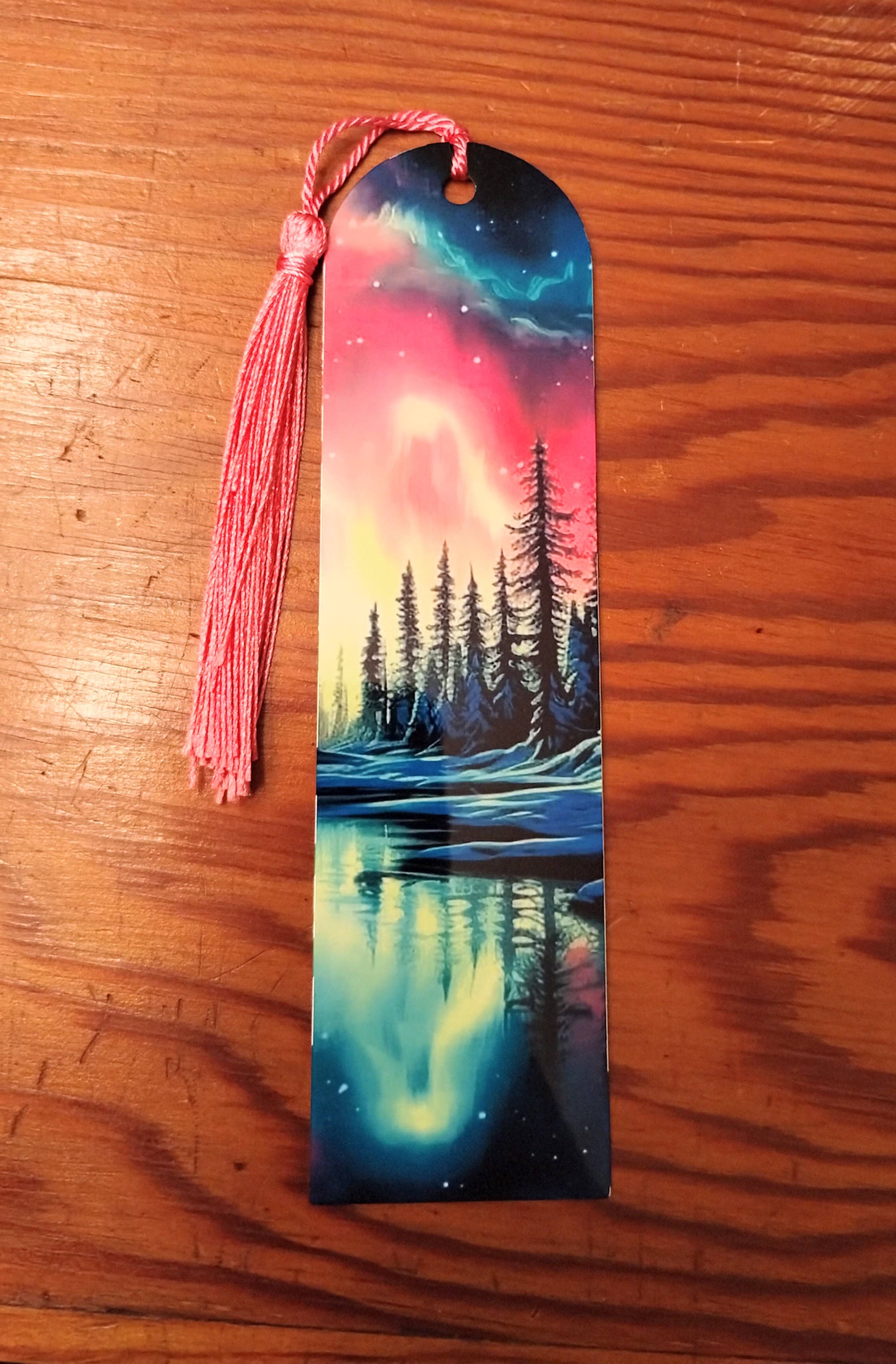 The Crafty Bookworm3 - Wholesale Bookmark - Northern Lights Snow Scene Bookmark, Aurora Borealis, Pretty1