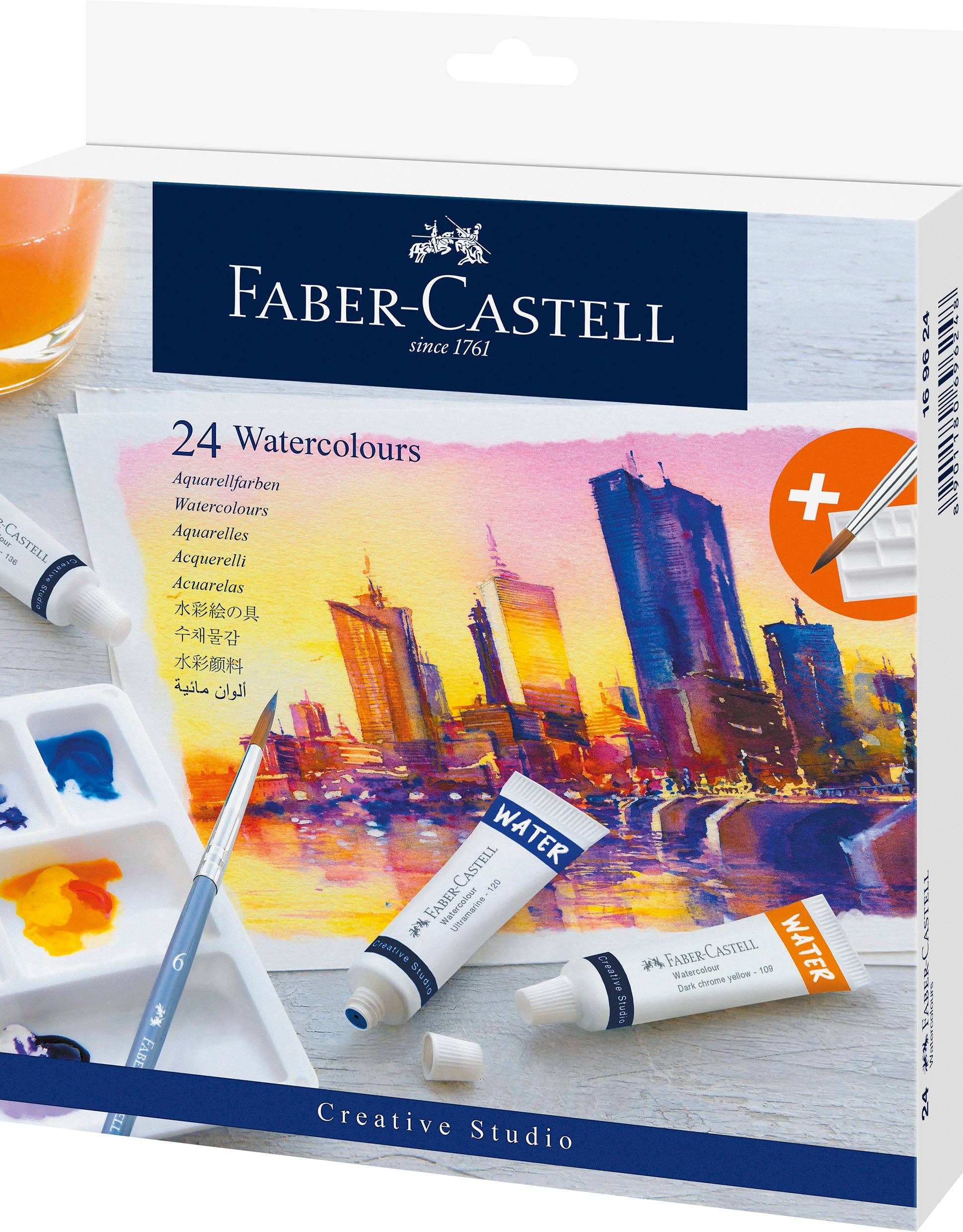 West Design Products UK – wholesale Watercolour paint – Faber-Castell w/c Set Palette and Brush, Coloured, Set Of 240