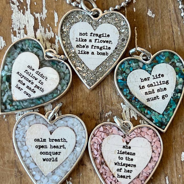 UnfiniSHEd – wholesale Pendant/charm necklace – Not fragile like a flower Silver Heart Necklace3