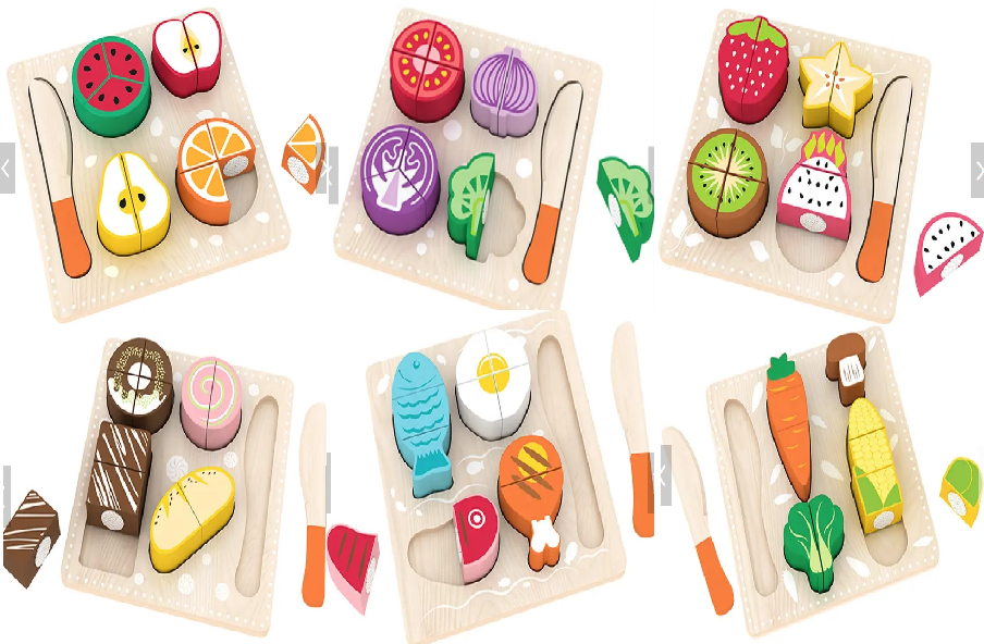 ACOOL TOY - Vendita all'ingrosso Giocattolo in legno - Bambini - AC7330 ~ AC7336 Giochi di Taglio Cibo Piatto0
