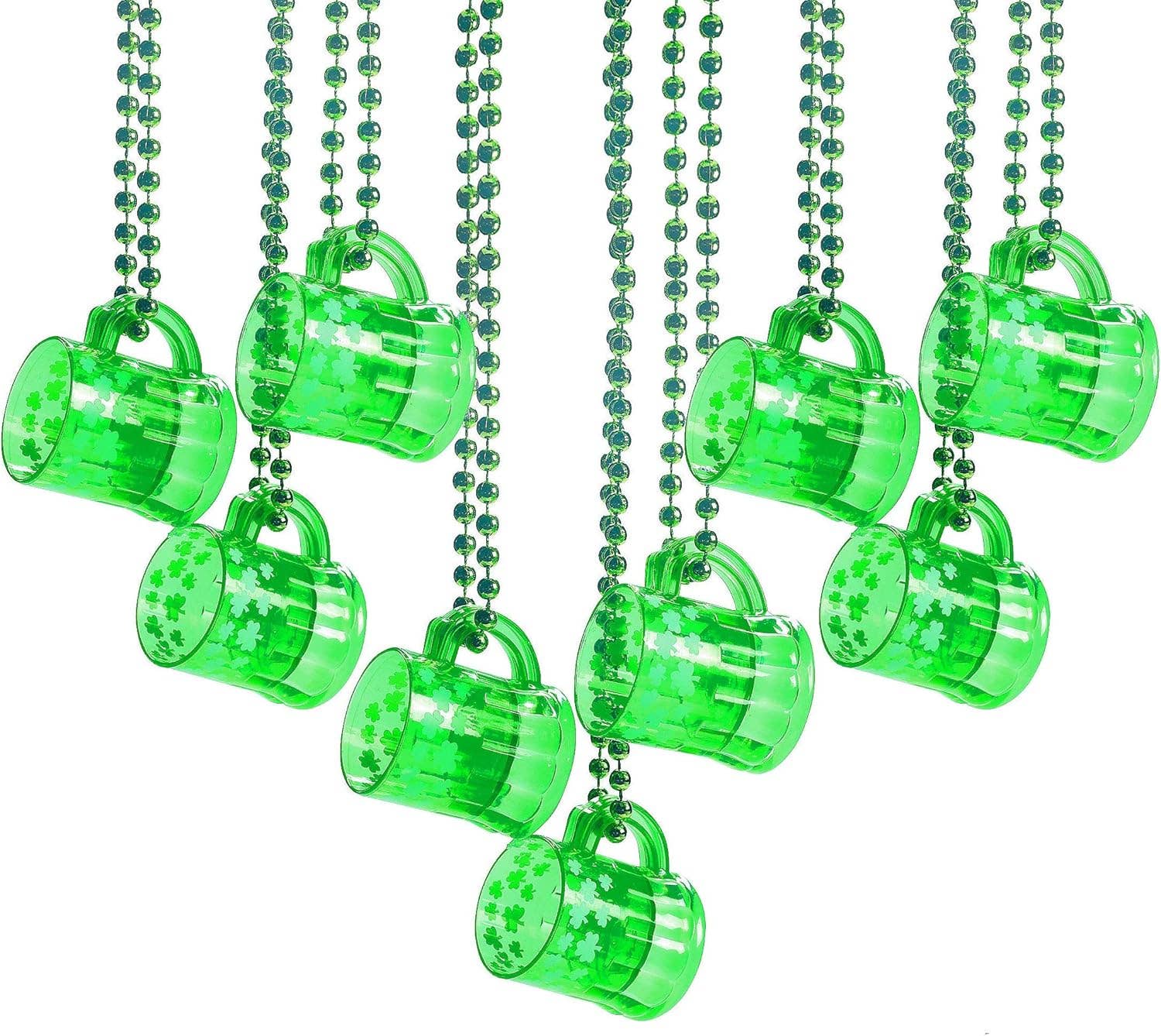 4E's Novelty - Wholesale Party Favor - 4E's Novelty St. Patrick’s Day Beads Necklace With Shot Glasses Beer Mug - Pack of 12, Shamrock Party Favors & Costume Accessories0