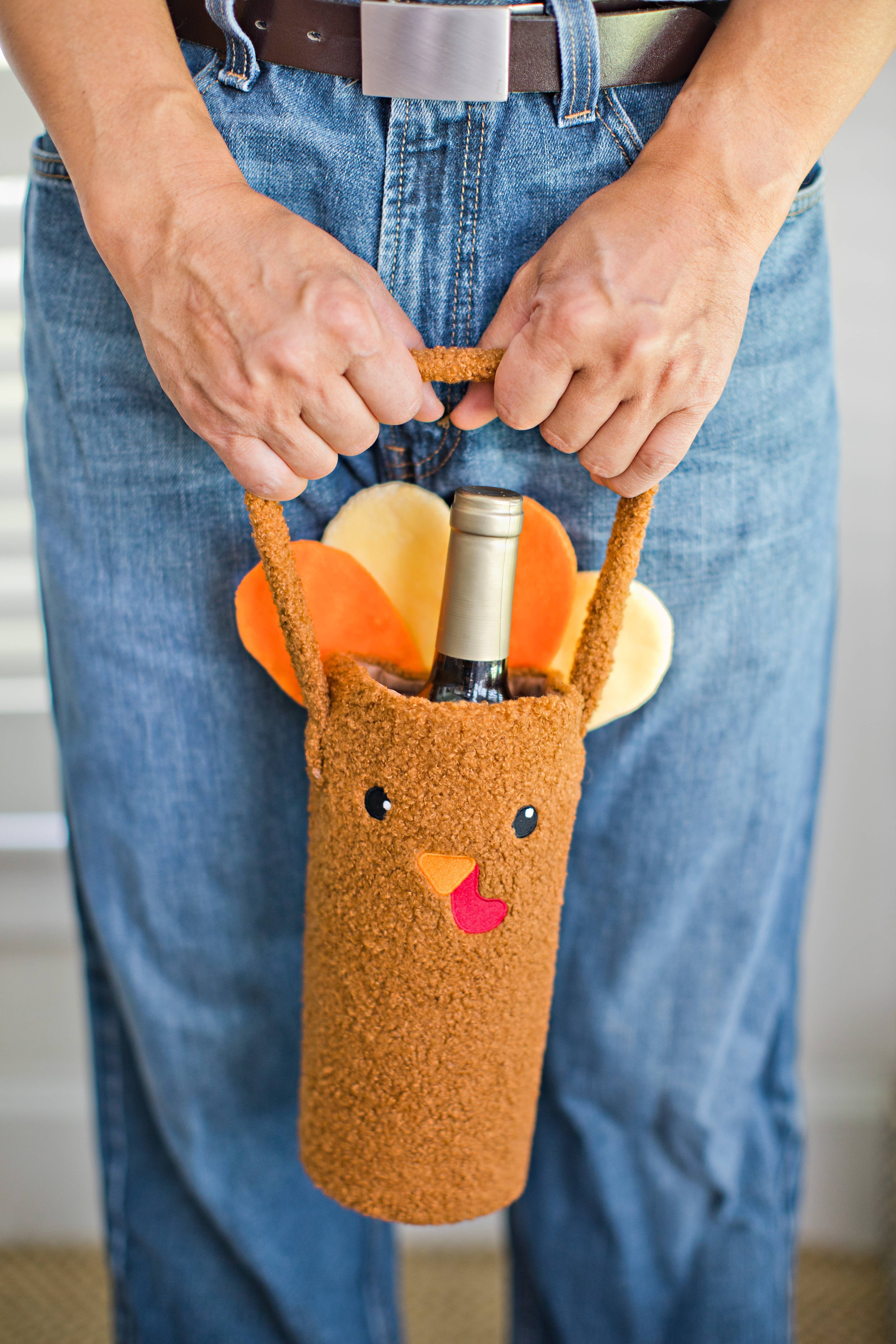 Pearhead - Wholesale Wine Gift Bag - Turkey Sherpa Wine Bottle Gift Bag, Hostess Gift2