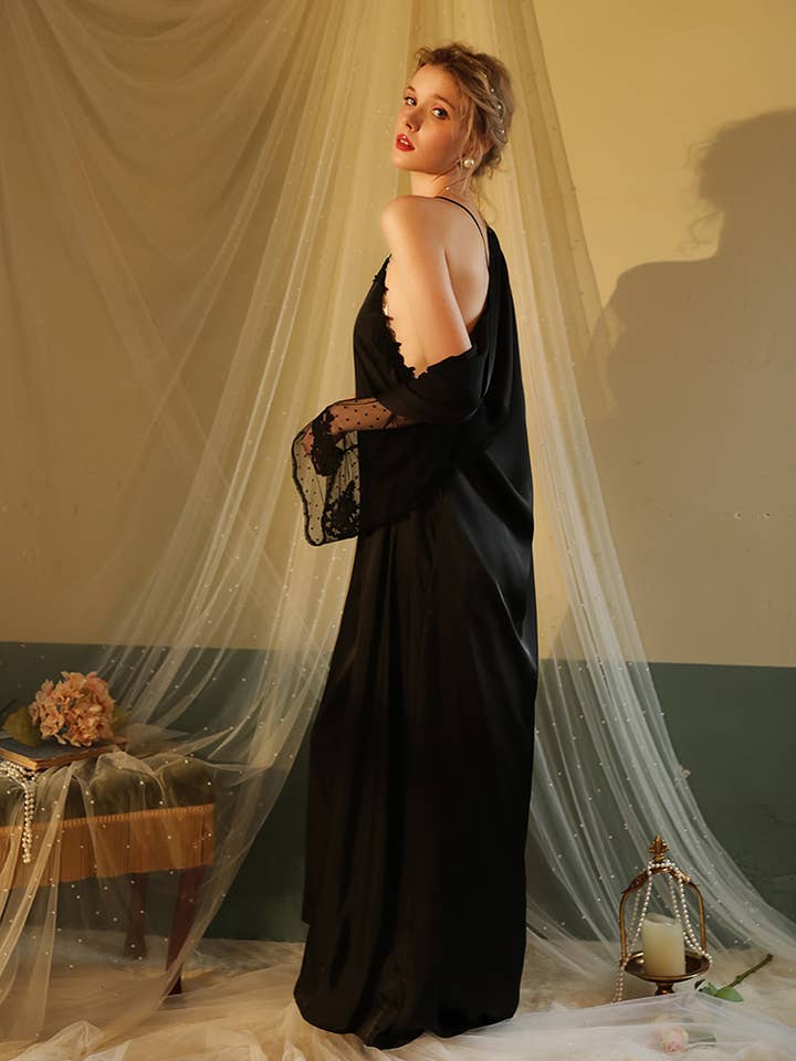 Sweetkama - Wholesale Robe – Women's - Lace Night Gown, Silk Robes,Bridal Party Robes,with babydoll27