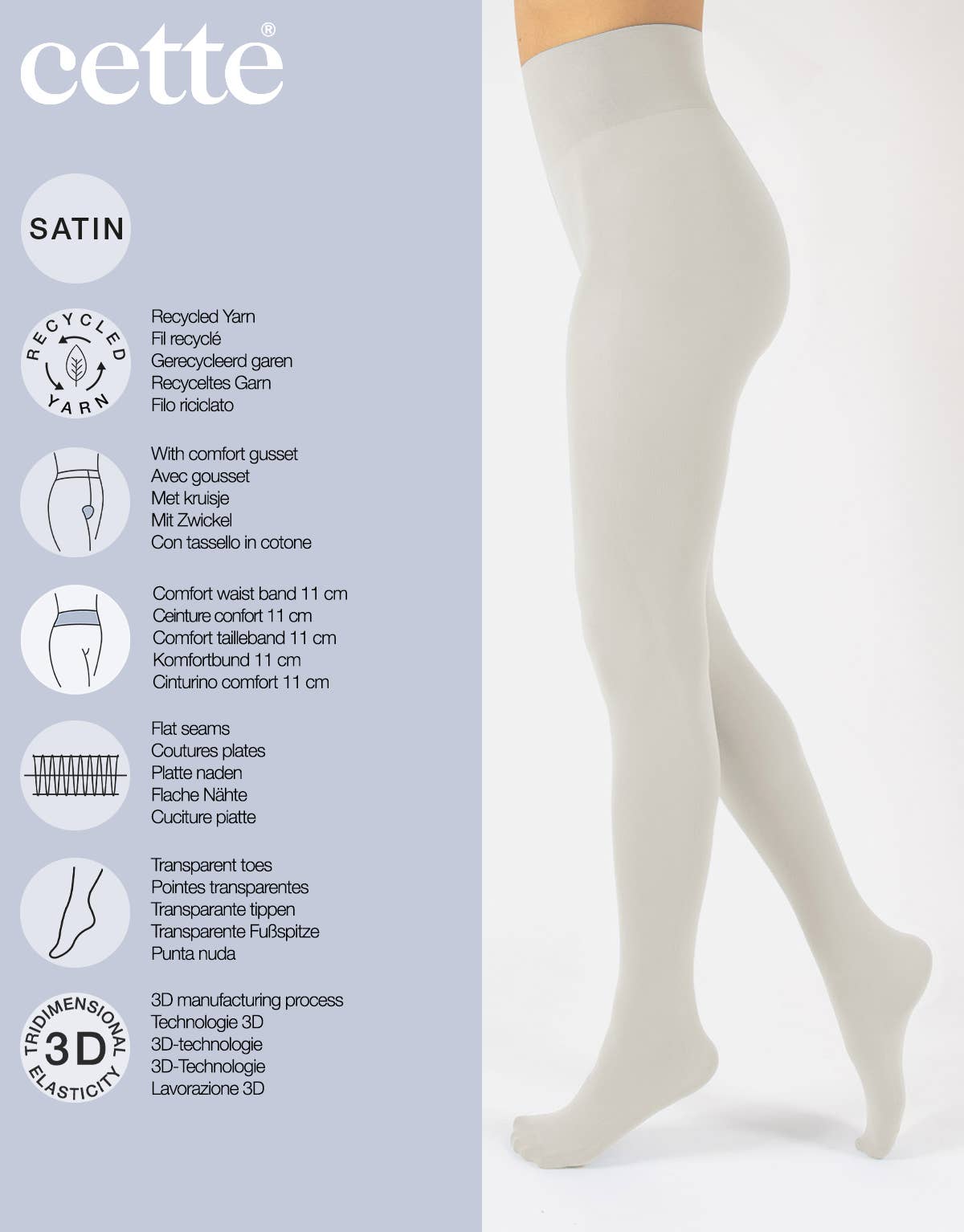 Cette – wholesale Tights - Dam – Ogenomskinliga strumpbyxor, Återvunna Strumpbyxor, Kvinnor Nylons, 70 DEN32