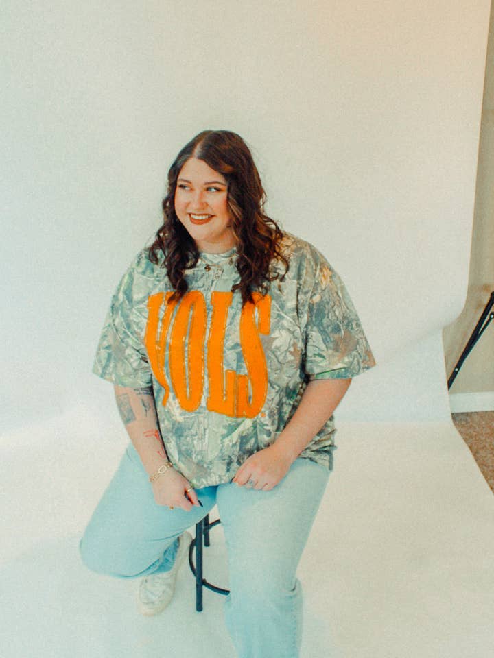 90's Tennessee VOLS, Camo Boxy Cotton TShirt for wholesale on Faire5