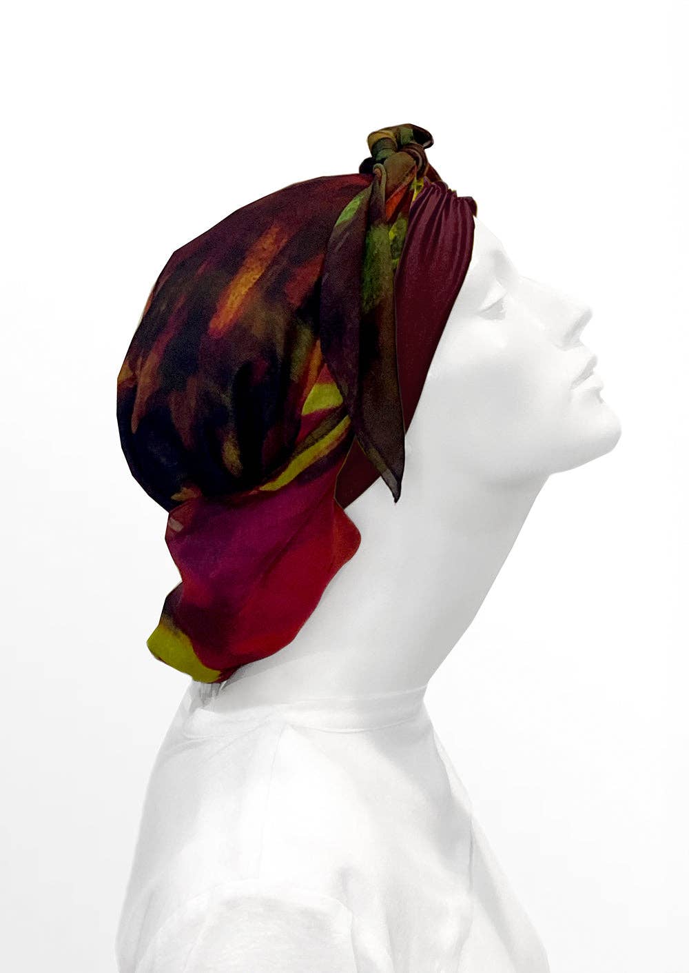 LuxCare Clothing - Wholesale Head Scarf - Women's - Fine Art Headscarf ~Wine1