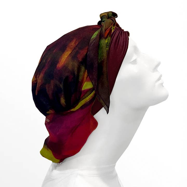 LuxCare Clothing - Wholesale Head Scarf - Women's - Fine Art Headscarf ~Wine1