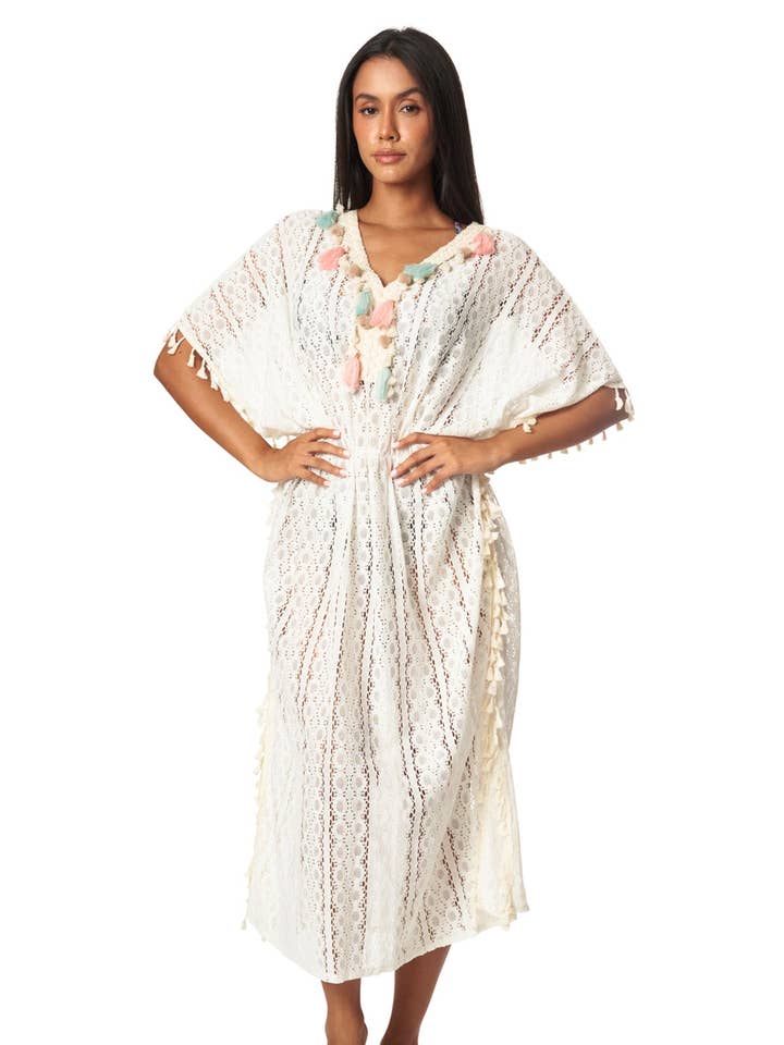 Boho Lace Maxi Kaftan Dress for wholesale by La Moda Clothing