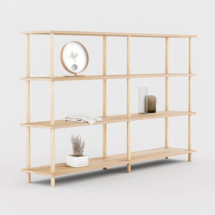 Solid Wood 4-Tier Shelving Unit for wholesale by Stoff Mobel