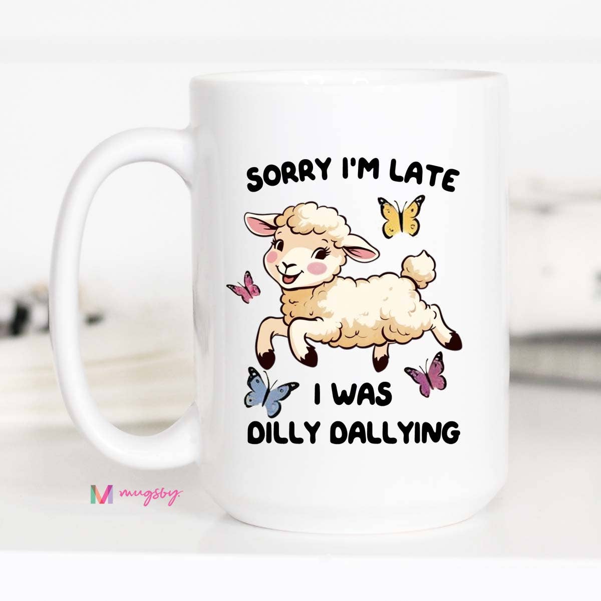 Mugsby - Vente Tasse à café - Mug à café Dilly Dallying, Mug drôle, Mug en céramique1