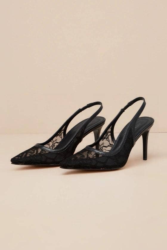 Chase+Chloe - Wholesale High Heels - Women's - BETHANY-1 POINTED TOE LACE SLINGBACK STILETTO HEEL0
