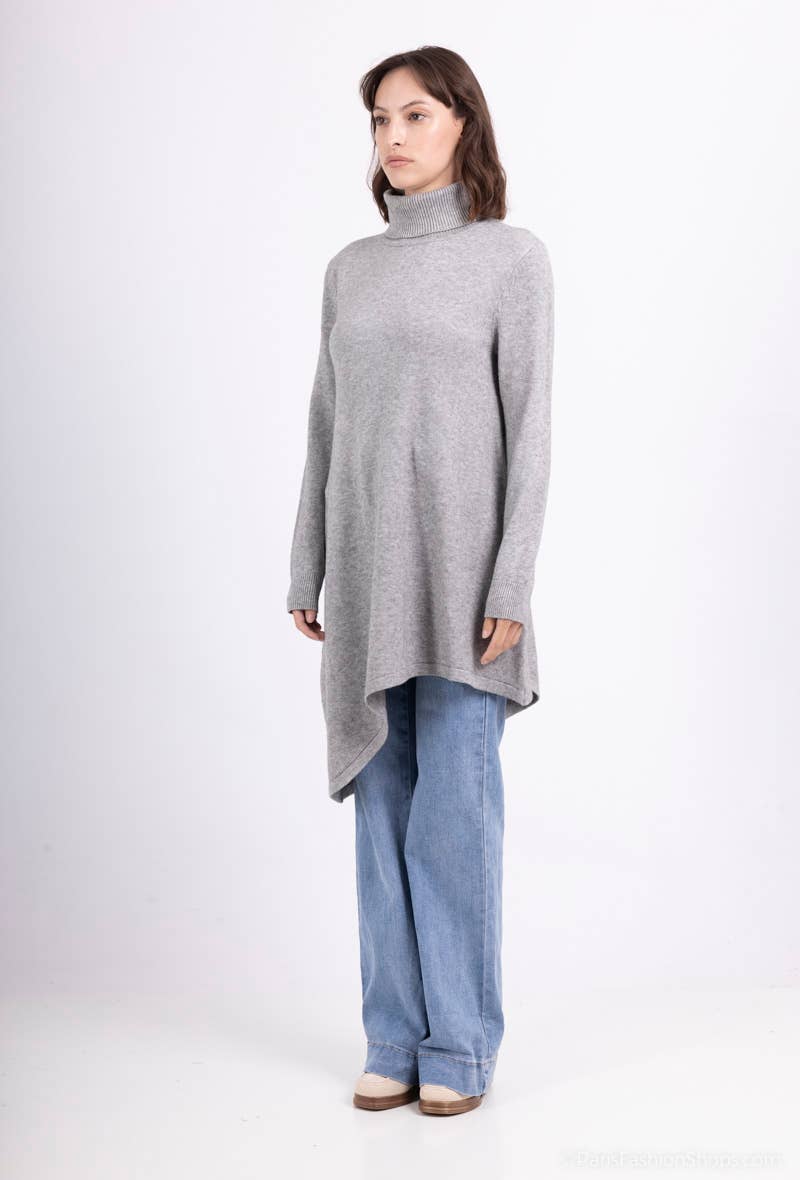 L'Emotion - Wholesale Tunic Sweater - Women's - Asymmetric Cut Turtleneck Tunic Sweater7