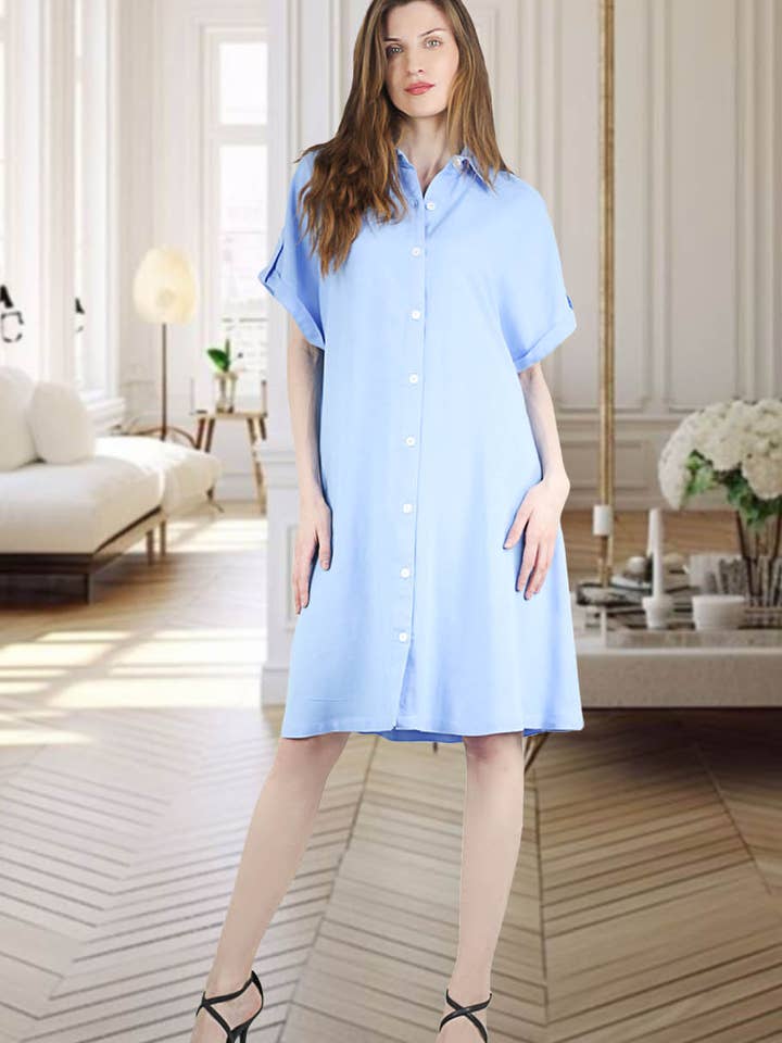 Vestidos camiseros abotonados con bolsillos para mujer Artyska para venta al por mayor de Artyska