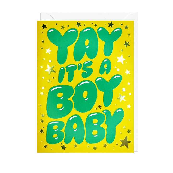 Tarjeta YAY BOY BABY FOIL para venta al por mayor de Jolly Awesome