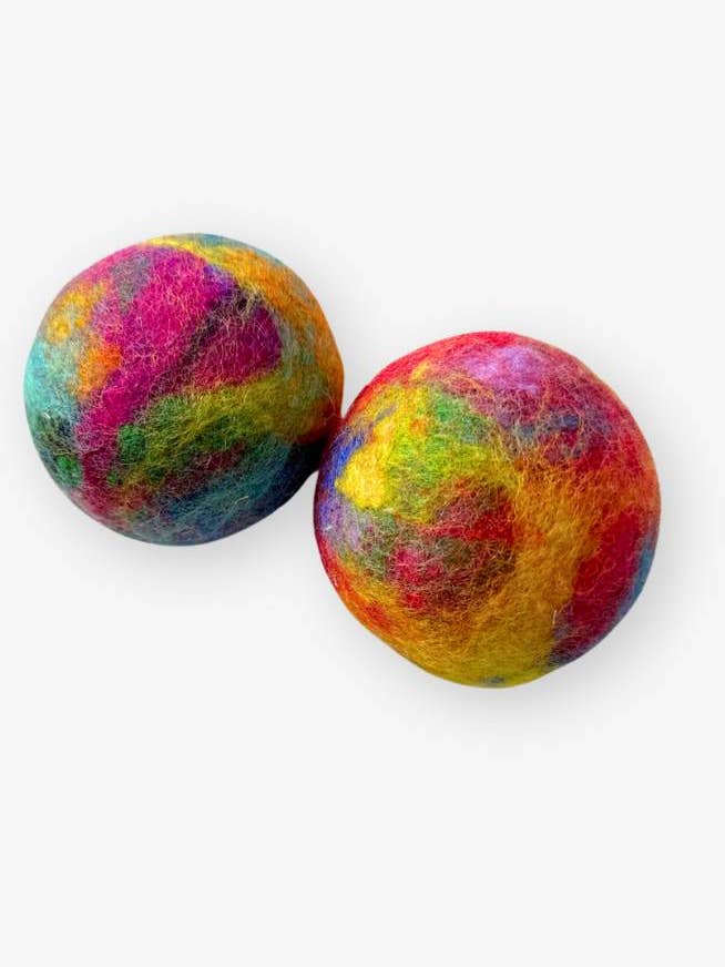 Handfelted Wool Dryer Balls- Rangy Changy, Set of 2 for wholesale by Ganesh Himal Trading
