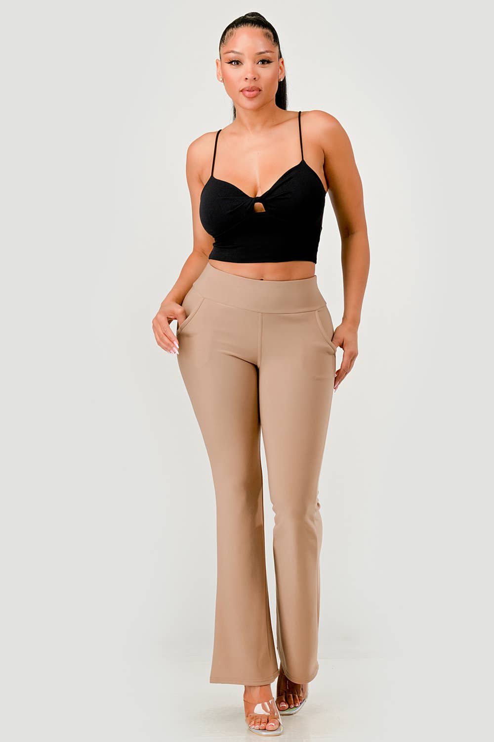 REDFINCH APPAREL INC - Wholesale Pants - Women's - Womens Tummy Control Butt Sculpting Flare Pants With Pockets27