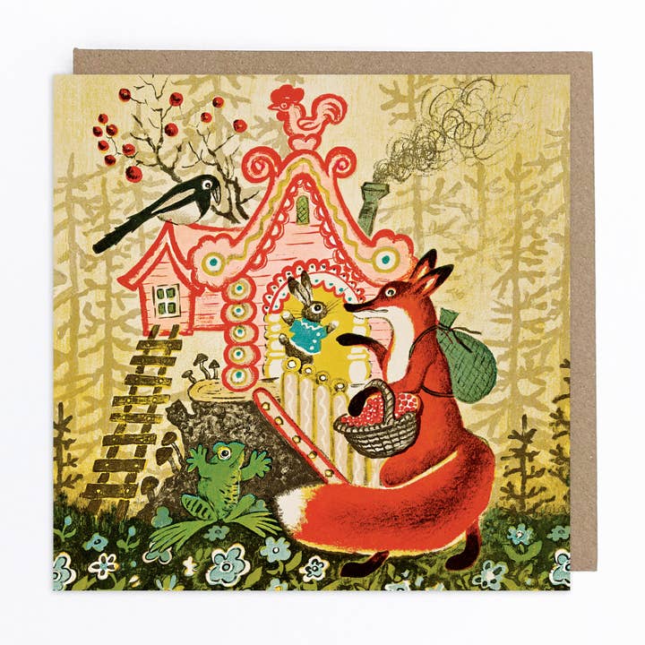 Fox and Hare Fairytale Greeting Card for wholesale by Kapelki Art