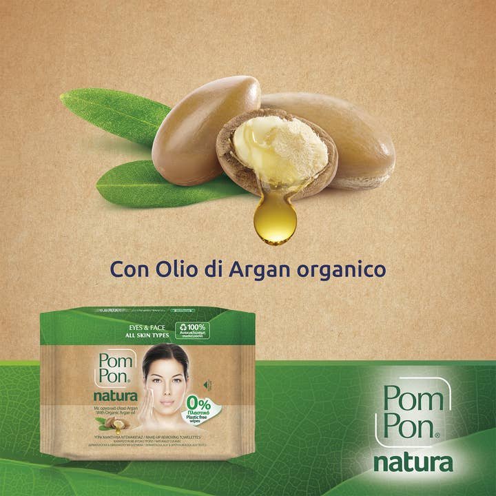Babylino - Wholesale Makeup Remover - Pom Pon Natura Makeup Remover Wipes, Organic Argan Oil, 20 Units2