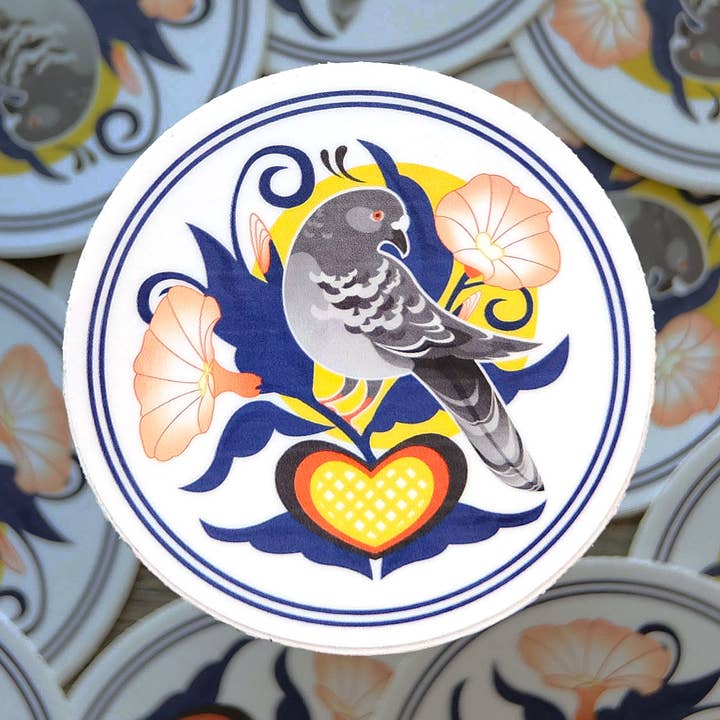 Pigeon Distelfink PA Nederlandse vinylsticker voor wholesale door Thistle Finch Designs