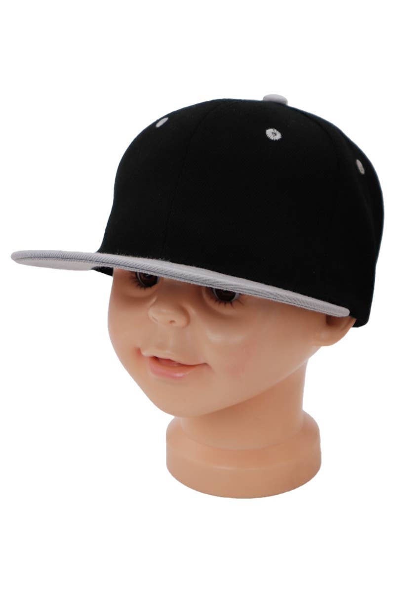 Cap Zone - Wholesale Baseball Cap - Kids - Kids Solid Twill Snap Back Flat Bill Cap3