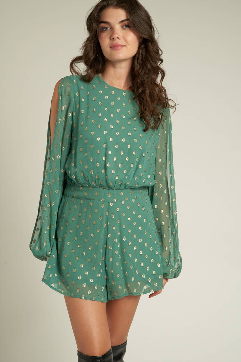 SARCELLE Combishort à pois en lurex avec fentes sur les manches en vente sur Faire1