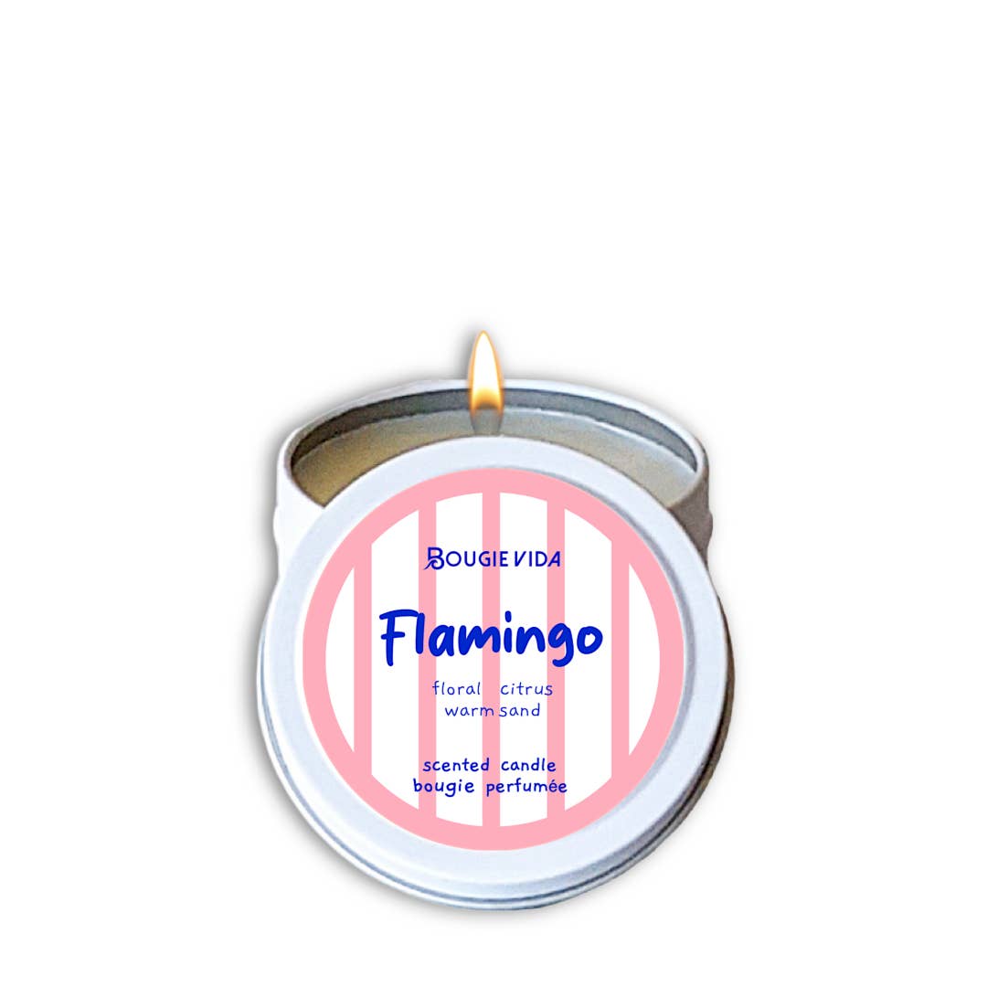 Bougie Vida - Wholesale Travel Candles - Flamingo 4 oz Soy Travel Candle4