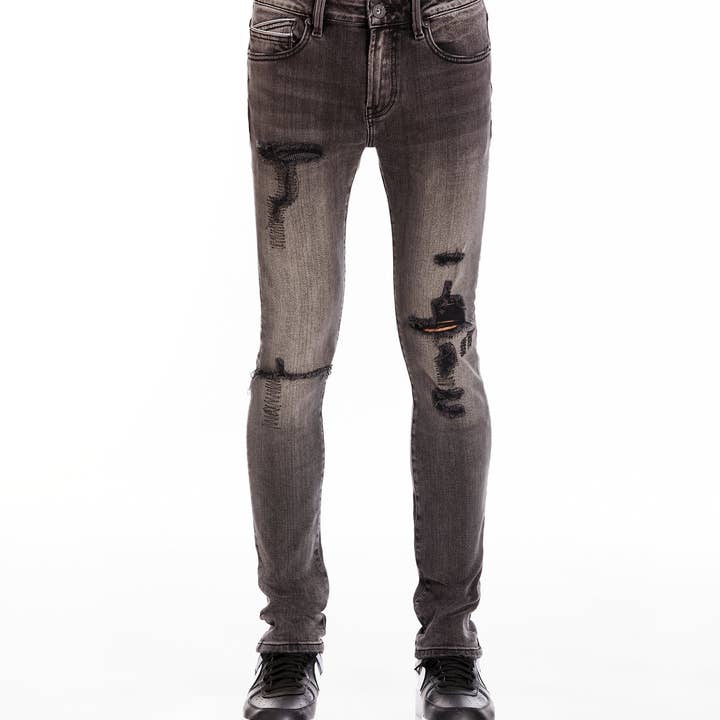PUNK SUPER SKINNY EM JEANS PRETO DE SÍLEX por atacado de Cult of Individuality