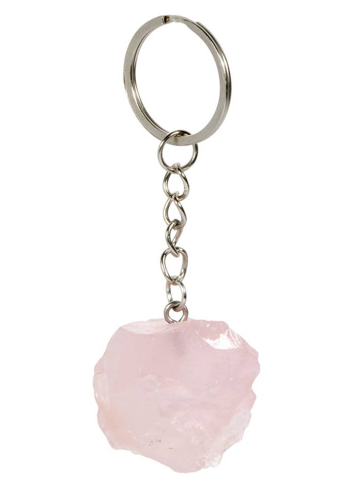Raw Rose Quartz Crystal Keychain for wholesale by New Moon Beginnings