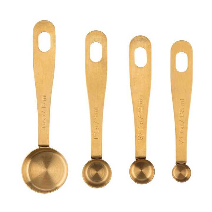 Kitchen Pantry Brass Measure Spoons S/4 for wholesale by David Shaw Tableware
